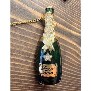 VTG 2000 GRAZIONO CHAMPAGNE BOTTLE PIN BROOCH ARTICULATING CORK POPS FIGURAL